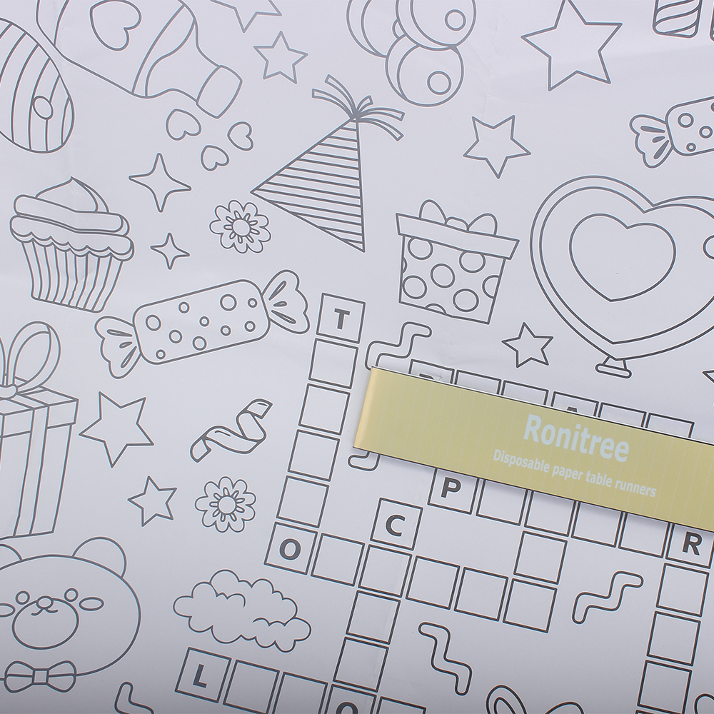 Ronitree Disposable Paper Table Runners with Coloring Designs - Fun for Parties, Kids' Activities, & Tabletop Decor