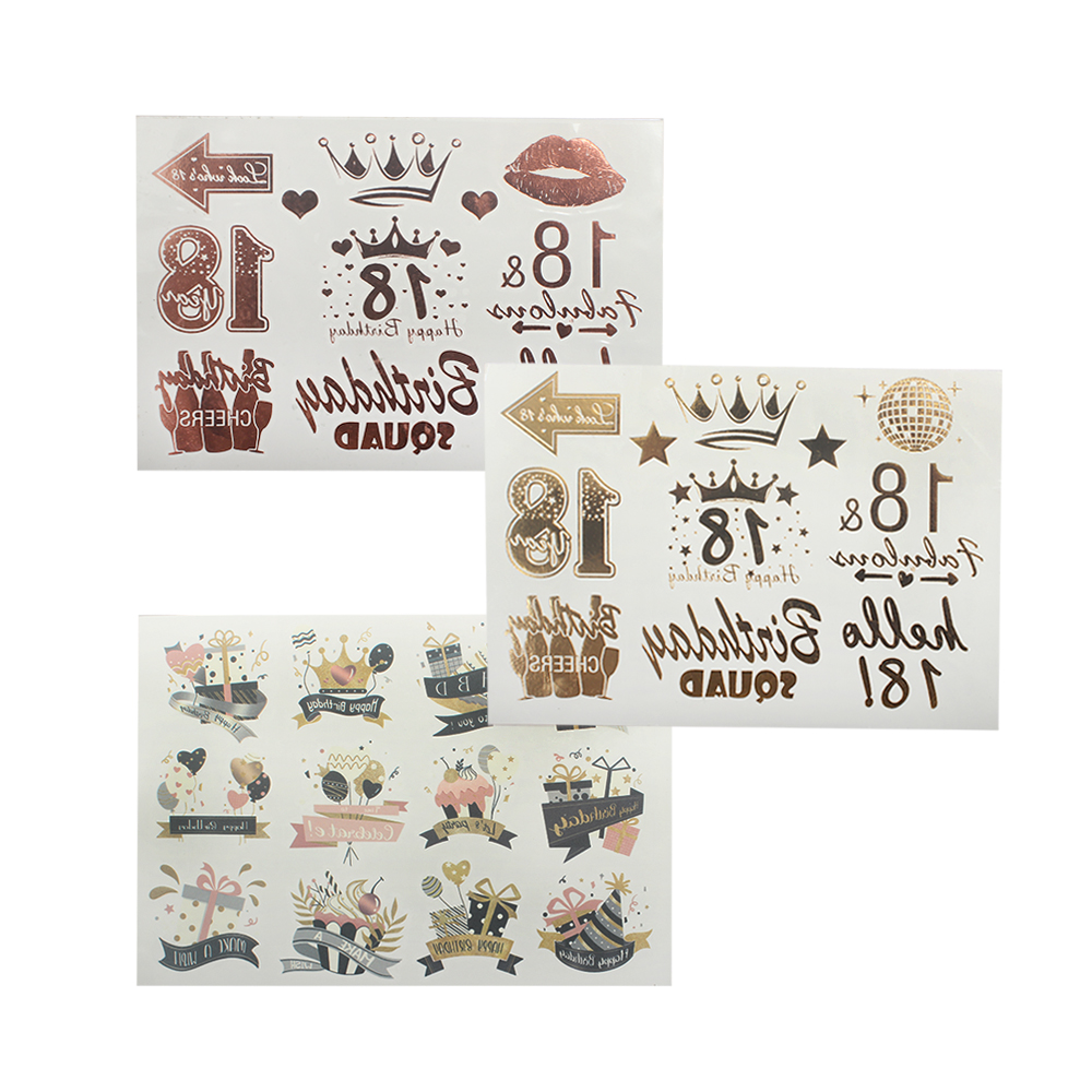 Ronitree Stickers,18th Birthday Party Temporary Tattoo Set - Happy Birthday Squad Crowns and Other Waterproof Stickers
