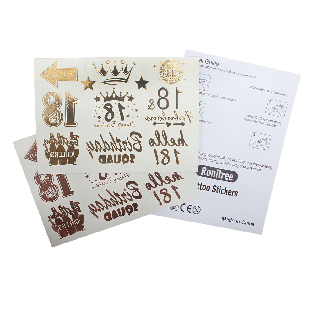 Ronitree Stickers,18th Birthday Party Temporary Tattoo Set - Happy Birthday Squad Crowns and Other Waterproof Stickers