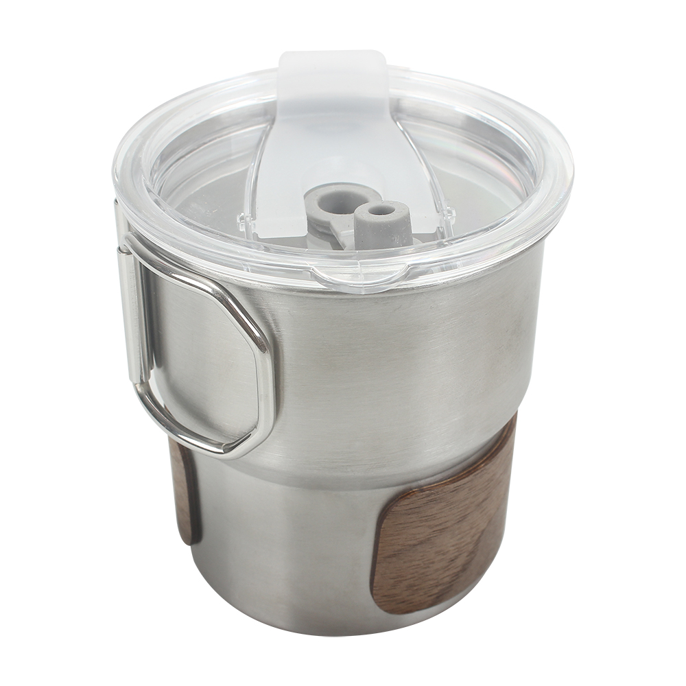 Florvyn High-Value Ins Style 304 Stainless Steel Coffee Mug with Lid & Straw – Portable Travel Mug for Camping, Iced Coffee, and Outdoor Use