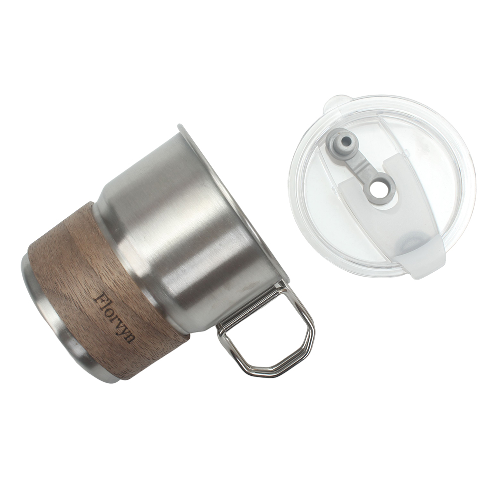 Florvyn High-Value Ins Style 304 Stainless Steel Coffee Mug with Lid & Straw – Portable Travel Mug for Camping, Iced Coffee, and Outdoor Use