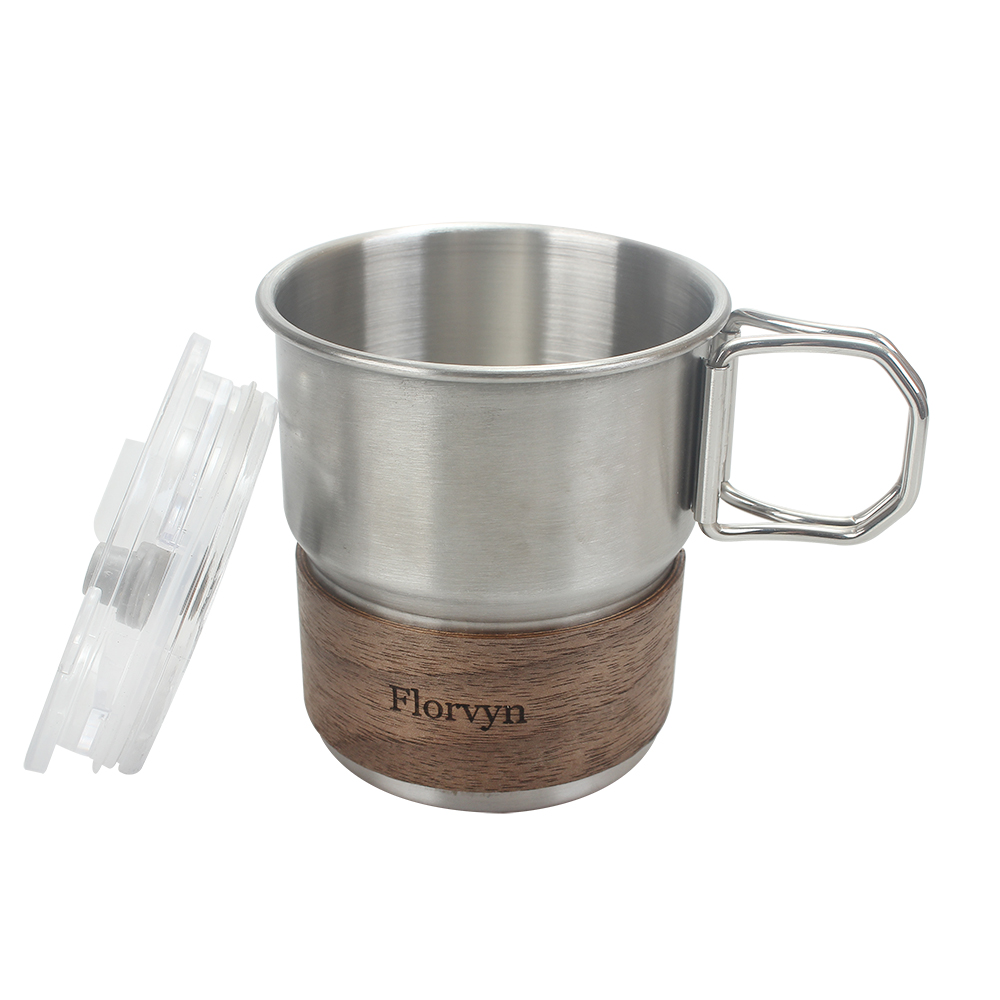 Florvyn High-Value Ins Style 304 Stainless Steel Coffee Mug with Lid & Straw – Portable Travel Mug for Camping, Iced Coffee, and Outdoor Use