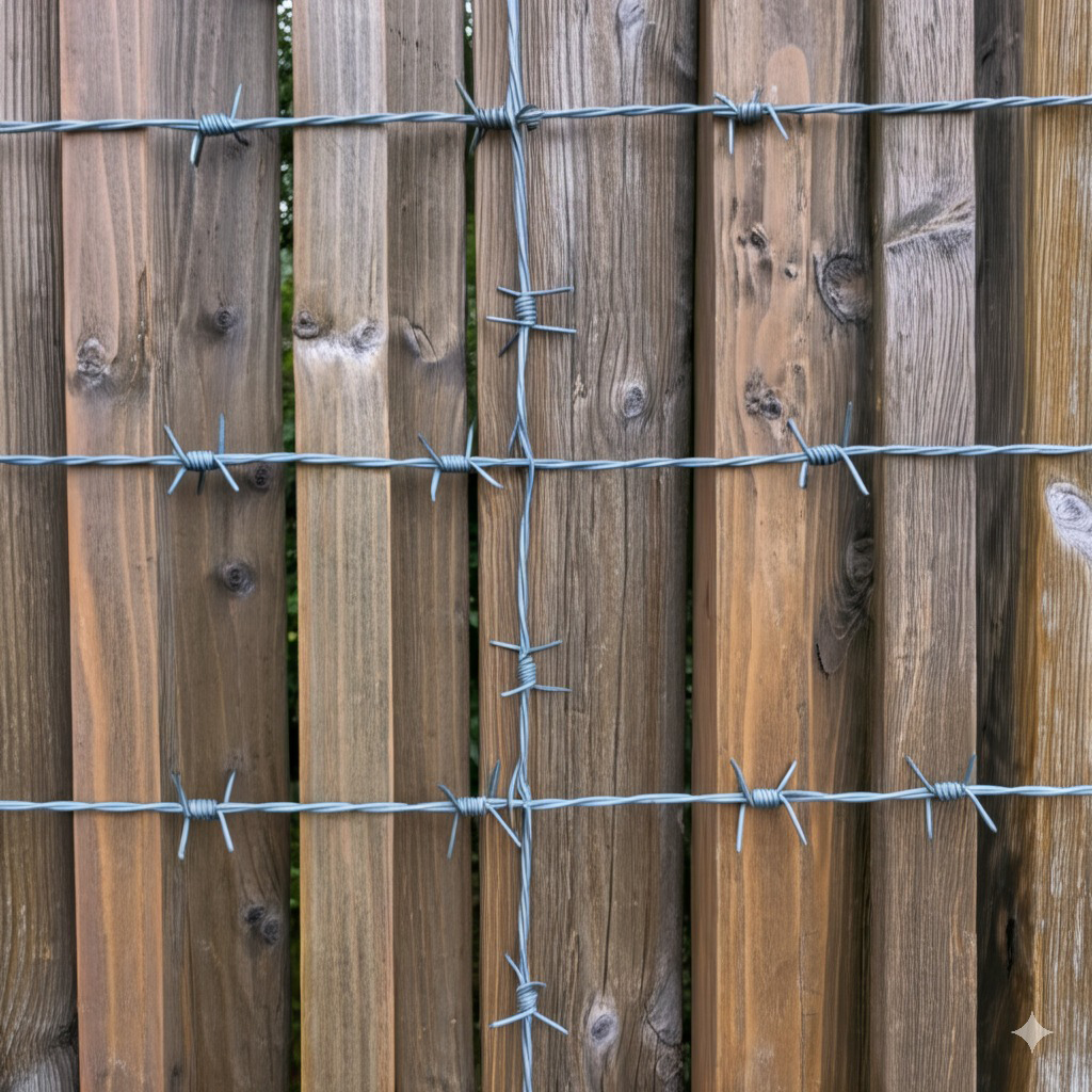 MLZXWXJ Barbed Wire,100 Meters Long, 15 Gauge, 4-Point Design, Suitable for multiple scenarios such as Farm Fence and yard protection