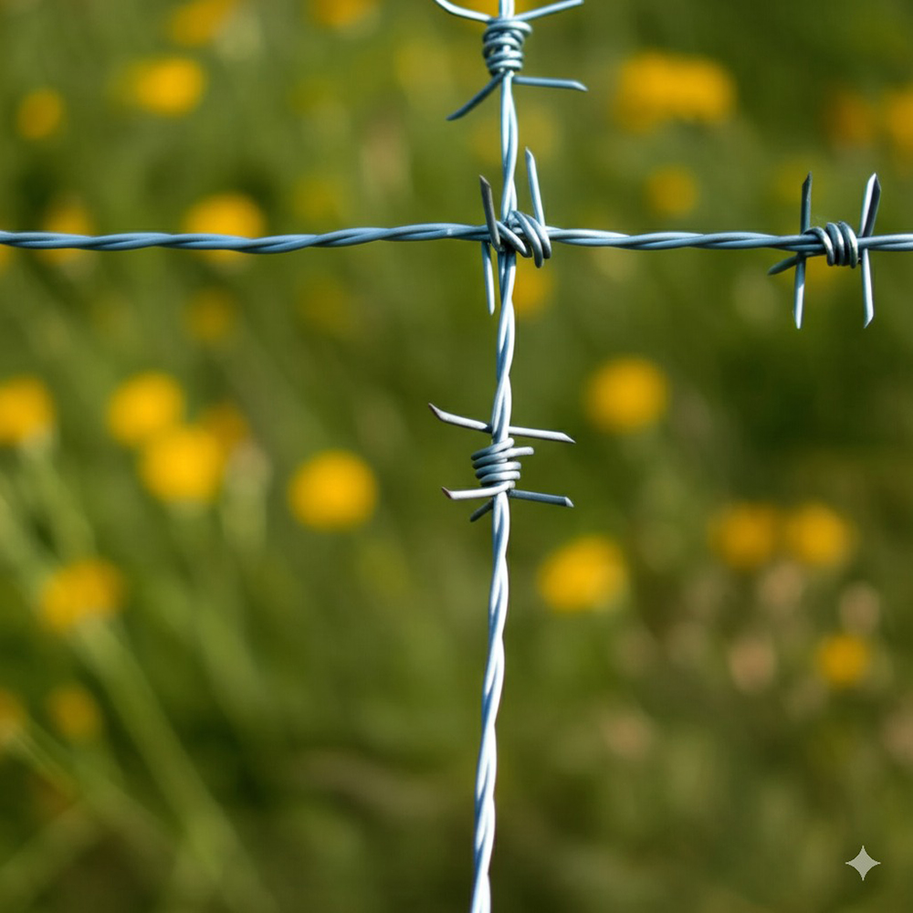 MLZXWXJ Barbed Wire,100 Meters Long, 15 Gauge, 4-Point Design, Suitable for multiple scenarios such as Farm Fence and yard protection