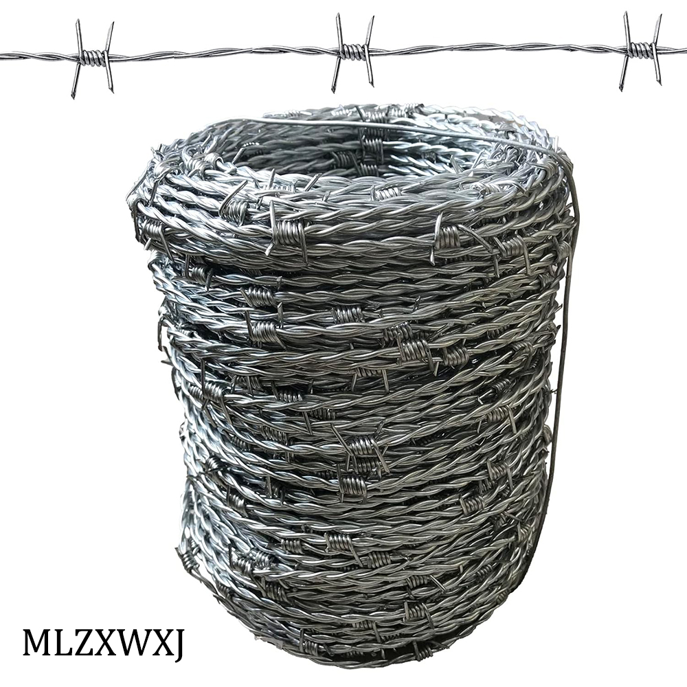 MLZXWXJ Barbed Wire,100 Meters Long, 15 Gauge, 4-Point Design, Suitable for multiple scenarios such as Farm Fence and yard protection