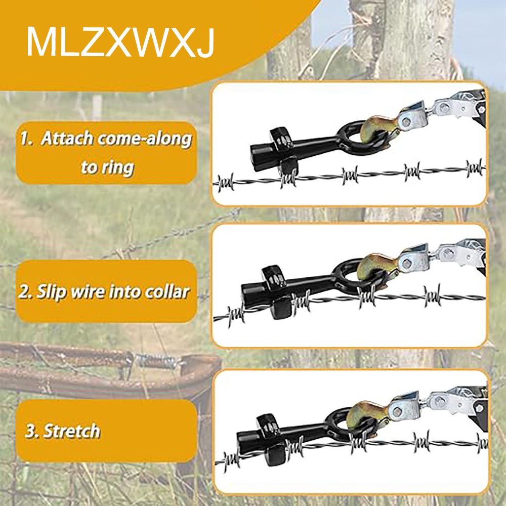 MLZXWXJ 2PCS Ring-Shaped Fittings of Metal with Metal Hook Ring,Barbed Wire Pullers,Fence Stretcher Tool,Fence Barb Wire Tighten and Repair Tools