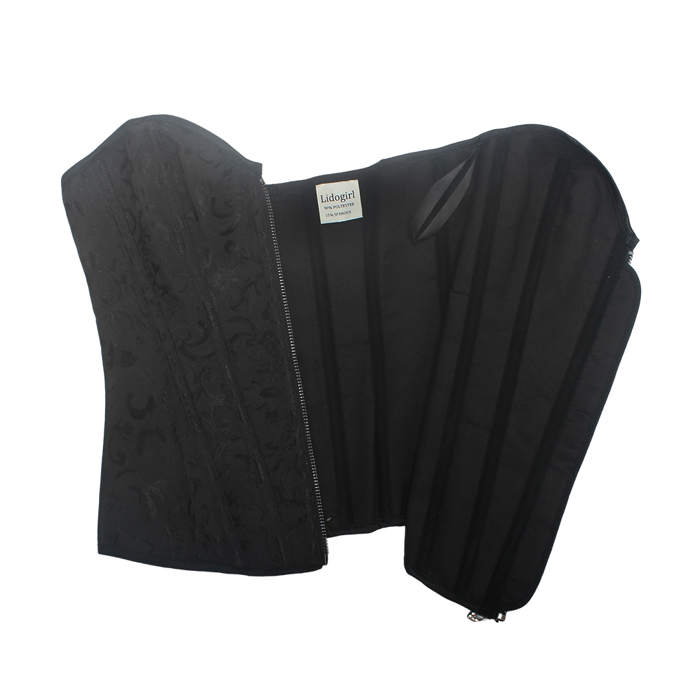 Lidogirl Bodices,Women's Black Strapless Corset Bodice with Lace Overlay, Zipper Closure and Breathable Comfort