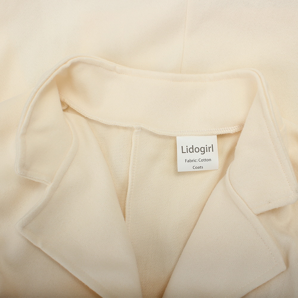 Lidogirl Women's White Coat,Fashion Double Breasted Loose Comfortable Overcoats,Simple & Versatile