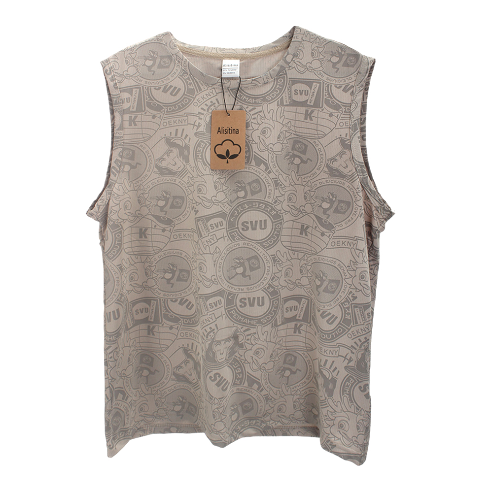 Alisitina Sleeveless Jerseys,Summer Short Sleeved Thin Men's Ice Silk Round Neck Loose Sports Shirt