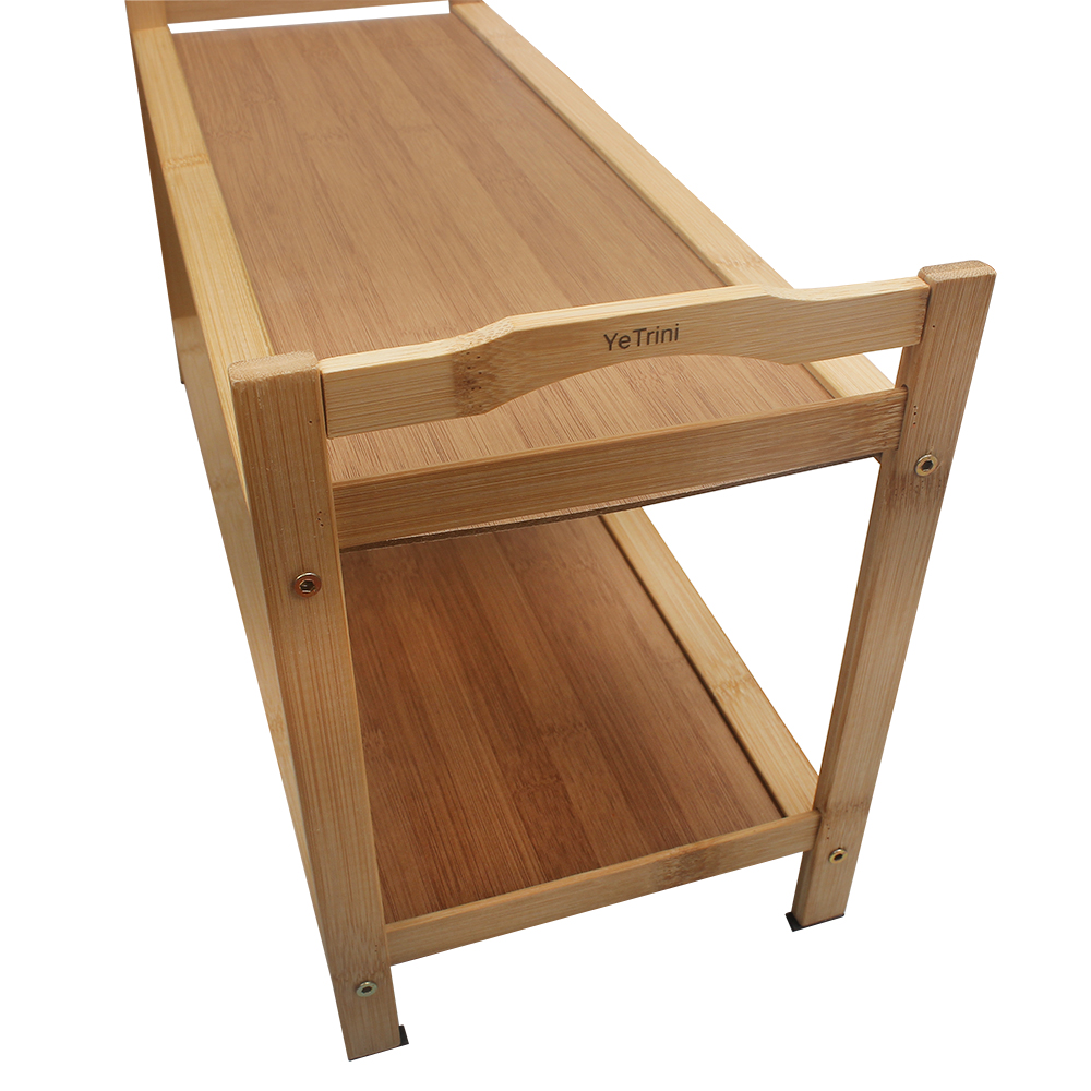 YeTrini Compact & Stylish Bamboo Shoe Rack with 2 Tiers - Easy Assemble Shoe Organizer for Living Room, Balcony & Entryway