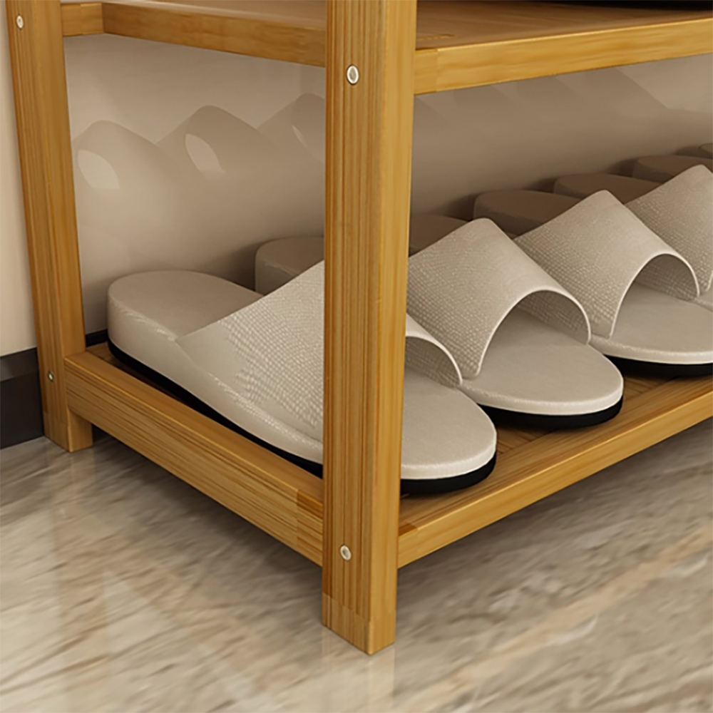 YeTrini Compact & Stylish Bamboo Shoe Rack with 2 Tiers - Easy Assemble Shoe Organizer for Living Room, Balcony & Entryway