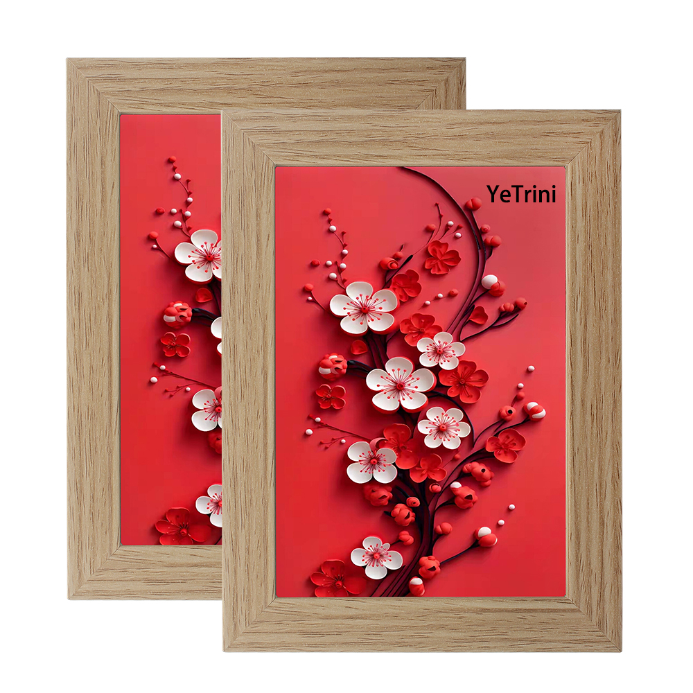 YeTrini 5x7 Inch Real Wood Picture Frame for Living room, bedroom, desktop, office - Display Photos, Art