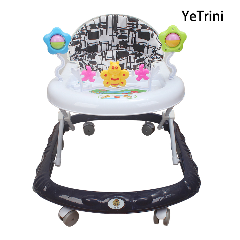 YeTrini Interactive Foldable Baby Walker, Toddler Push-Along & Sit-to-Stand Activity Walker for Travel and Home Use,6-12 months
