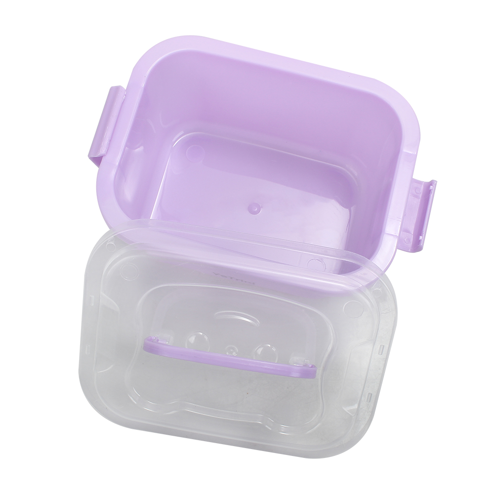 YeTrini 4-Pack Purple Plastic Storage Boxes with Handles, Stackable Containers for Craft Supplies, Toys & Pantry Organization