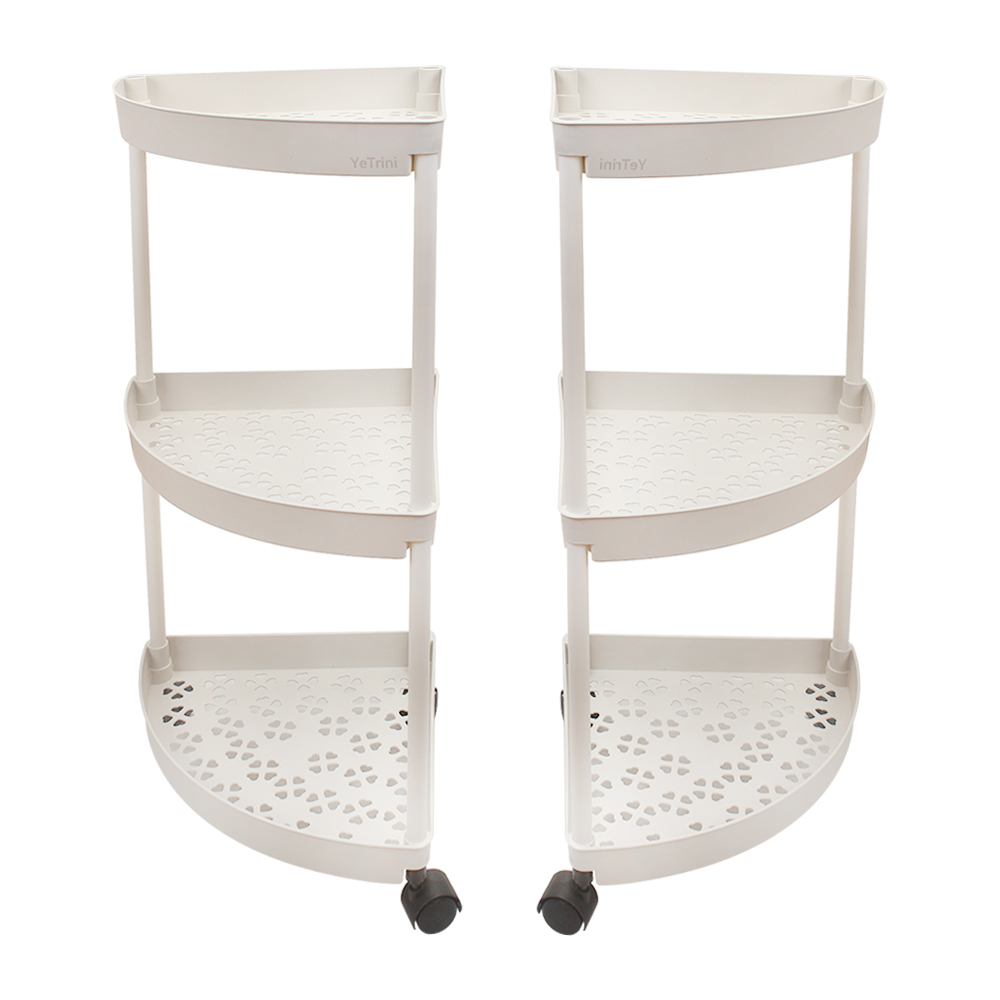 YeTrini Space-Saving Corner Shelf, 3-Tier Rolling Cart as Bathroom Furniture, Multifunctional Organizer for Shower, Toiletries, and Home Storage.