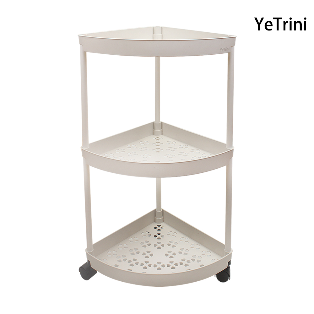 YeTrini Space-Saving Corner Shelf, 3-Tier Rolling Cart as Bathroom Furniture, Multifunctional Organizer for Shower, Toiletries, and Home Storage.