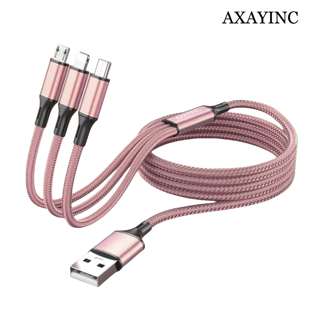 AXAYINC USB Cables, 3 in 1 Multi Phone Charger Rapid Cord with Type C/Micro/Lightning USB Connectors,Multiple Charger Cable for Cell Phones and More