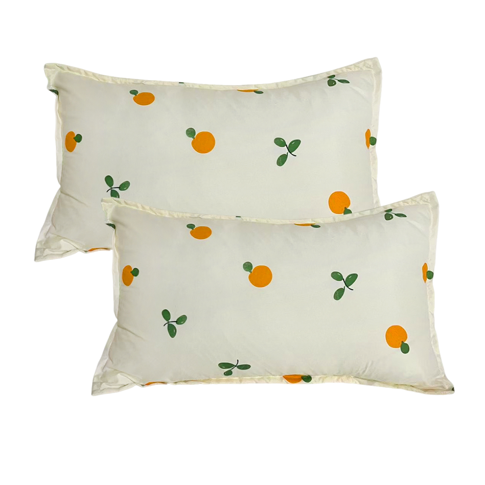 SNOWMAN Pillowcases,2 Pack Summer Watercolor Style Cute Oranges fruits Green leaf Pattern Pillow Cover,Soft and Breathable Standard 20" X 30" Pillow Cases for for Living Room Bedroom