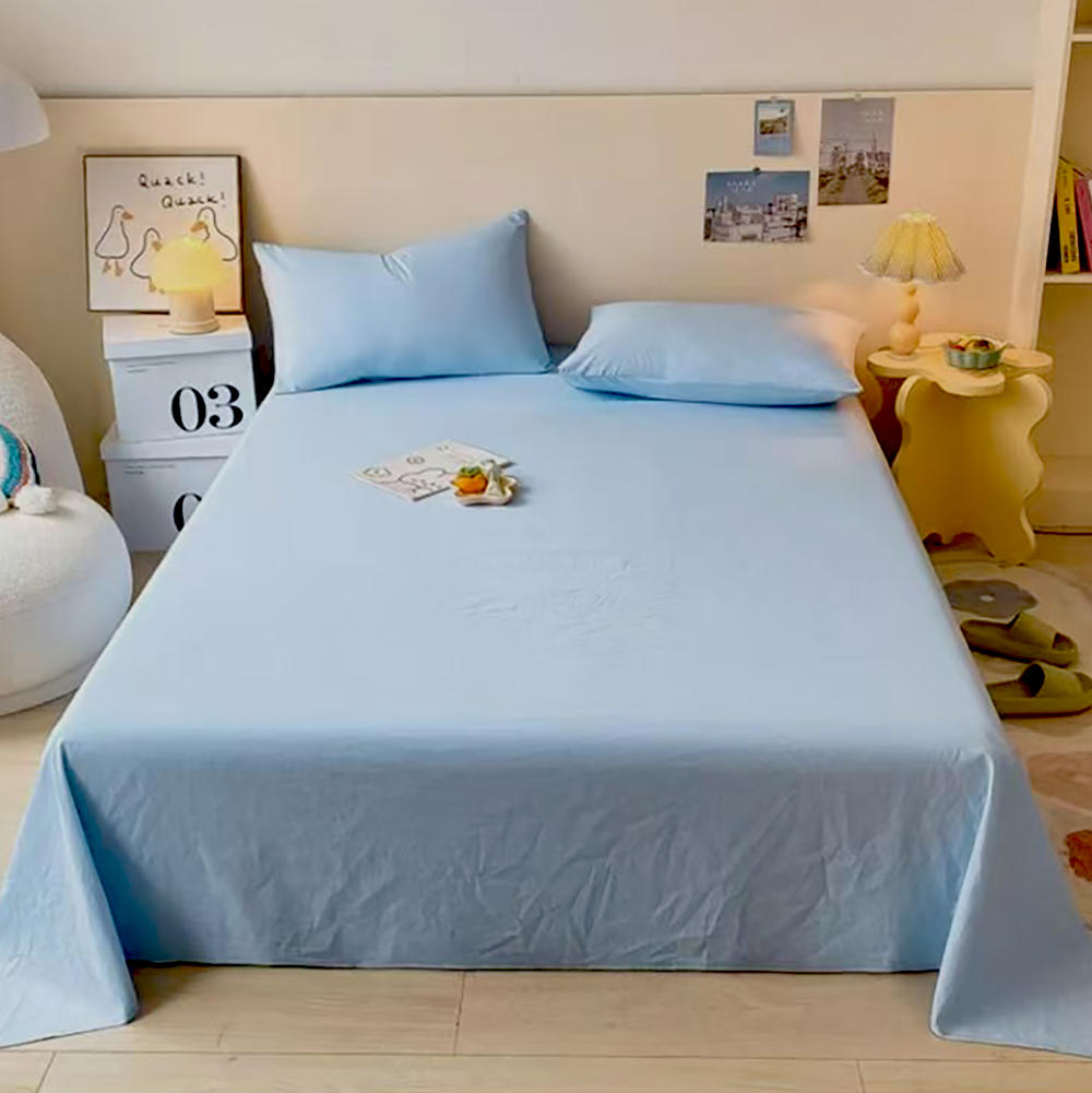 SNOWMAN Bed Linen,Solid Color Soft Breathable Cooling Bed Sheet,Easy Care Polyester Microfiber Bedding for Women, Men