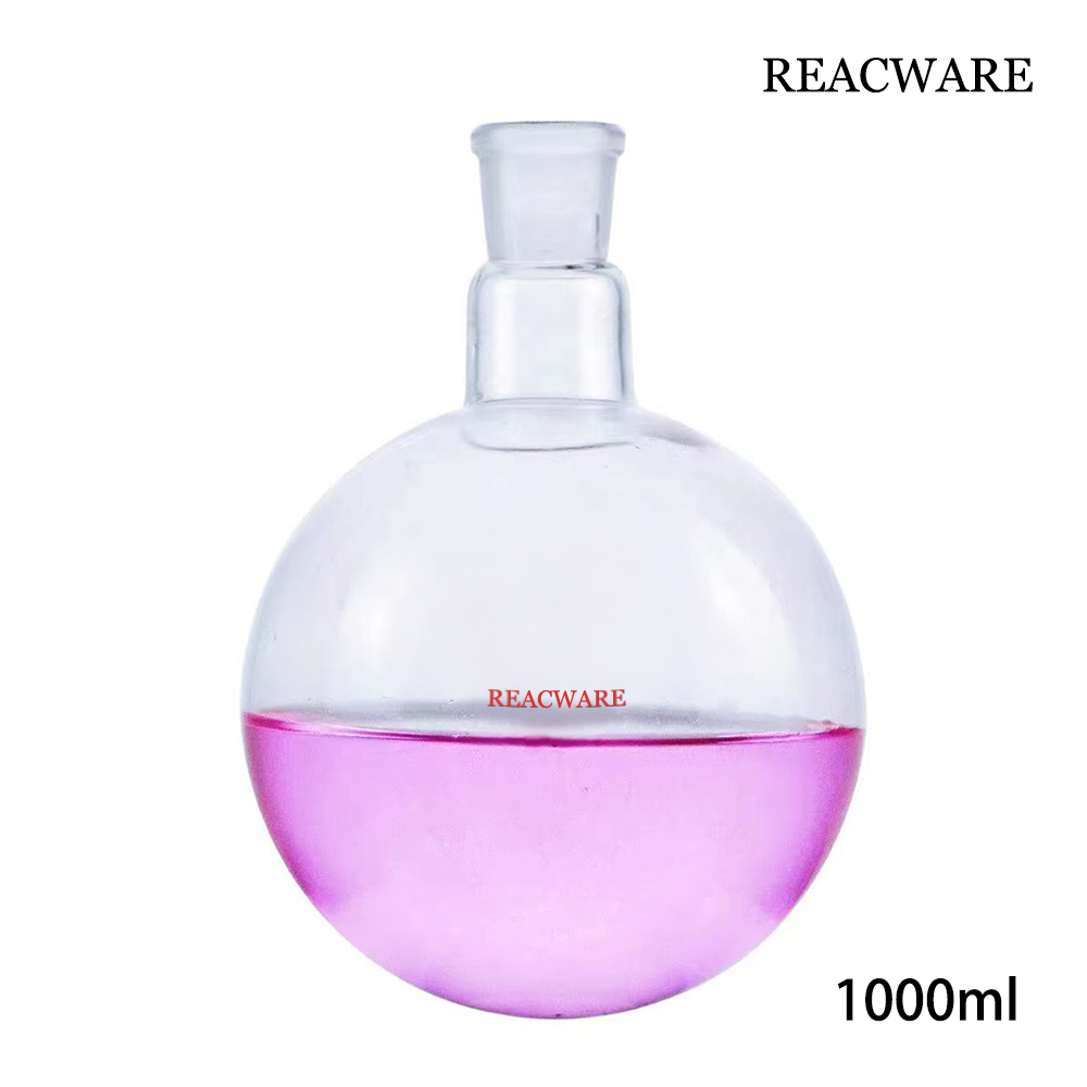 REACWARE Glassware for Scientific Experiments In Laboratories,1000ml 24/40 Standard Single Neck Round Boiling Flask