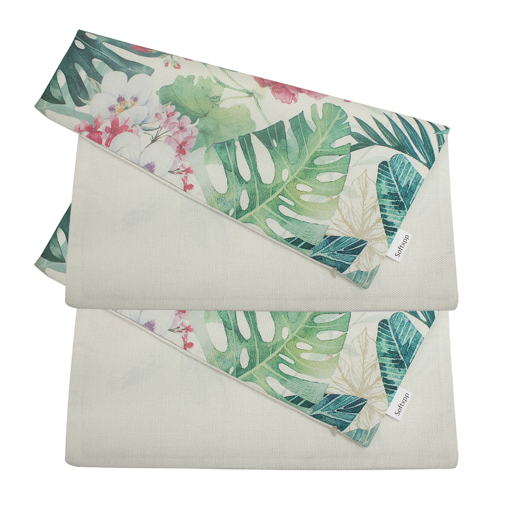 Softxpp Throw Pillow case,Hummingbirds&Tropical Flower Leaves Farmhouse Summer Cushion Pillow Covers for Office Bedroom Home Decorative 18 X 18 Inch,2 Pack