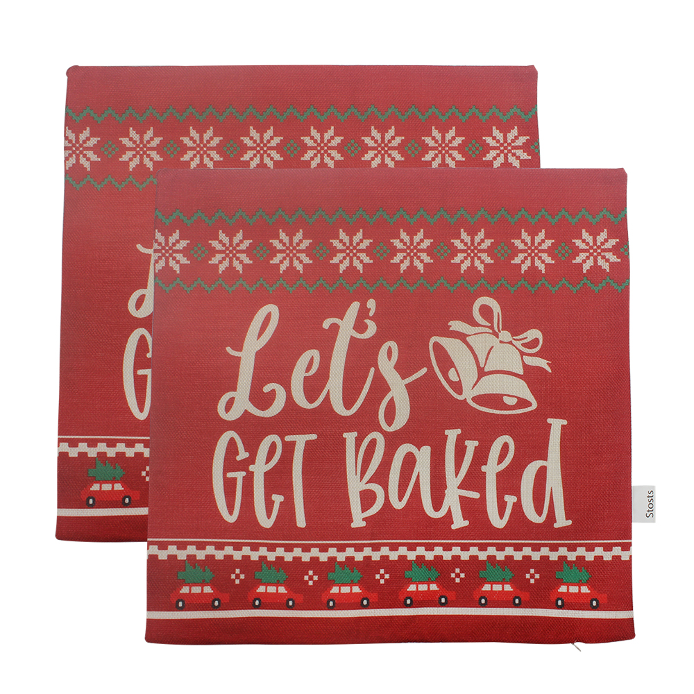 Stosts Pillow cases,2 PCS Christmas Red Decorative Throw Pillow Covers for Office Bedroom Home Decorativer,18 x 18 Inches