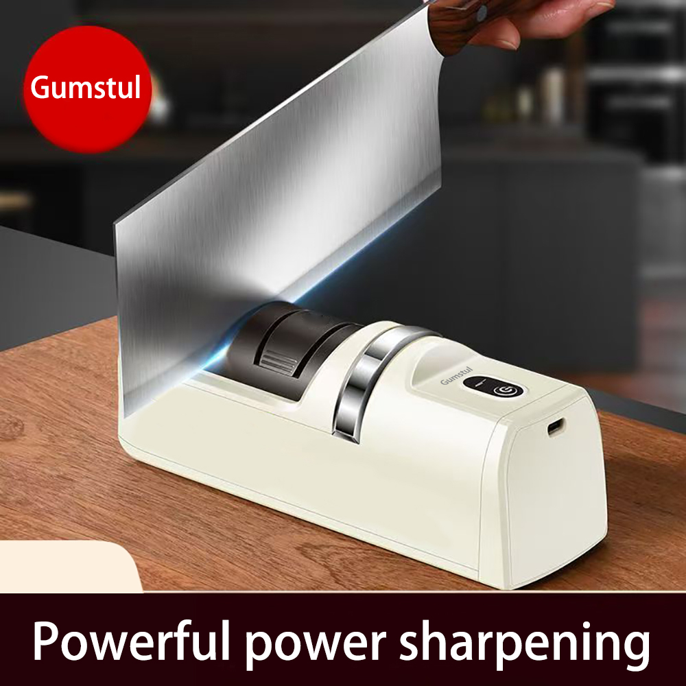 Gumstul Electric Knife Sharpeners,Portable Wireless Electric Cutter Sharpener With USB Charging And Nonslip Base for Scissors Garden Tools Restaurant
