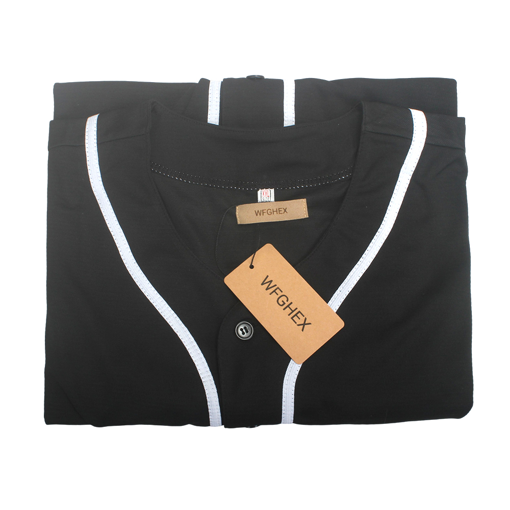 WFGHEX Baseball uniforms,Men's Casual Baseball Jersey Short Sleeve Button-Up Hip Hop Streetwear Shirt Classic Striped Uniform Top