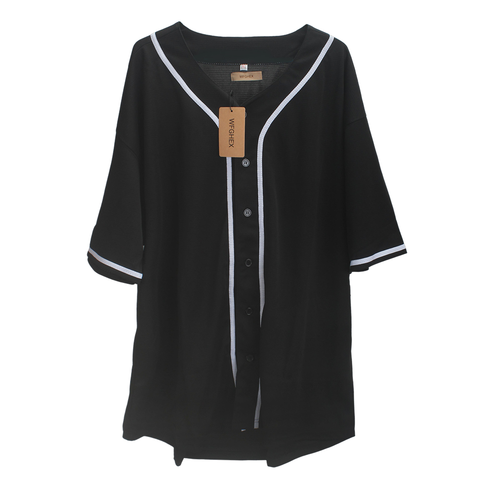 WFGHEX Baseball uniforms,Men's Casual Baseball Jersey Short Sleeve Button-Up Hip Hop Streetwear Shirt Classic Striped Uniform Top