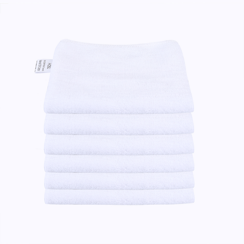 HOSL 100% Cotton 14" x 29" All Purpose Terry Towels, 6 Pack, White.