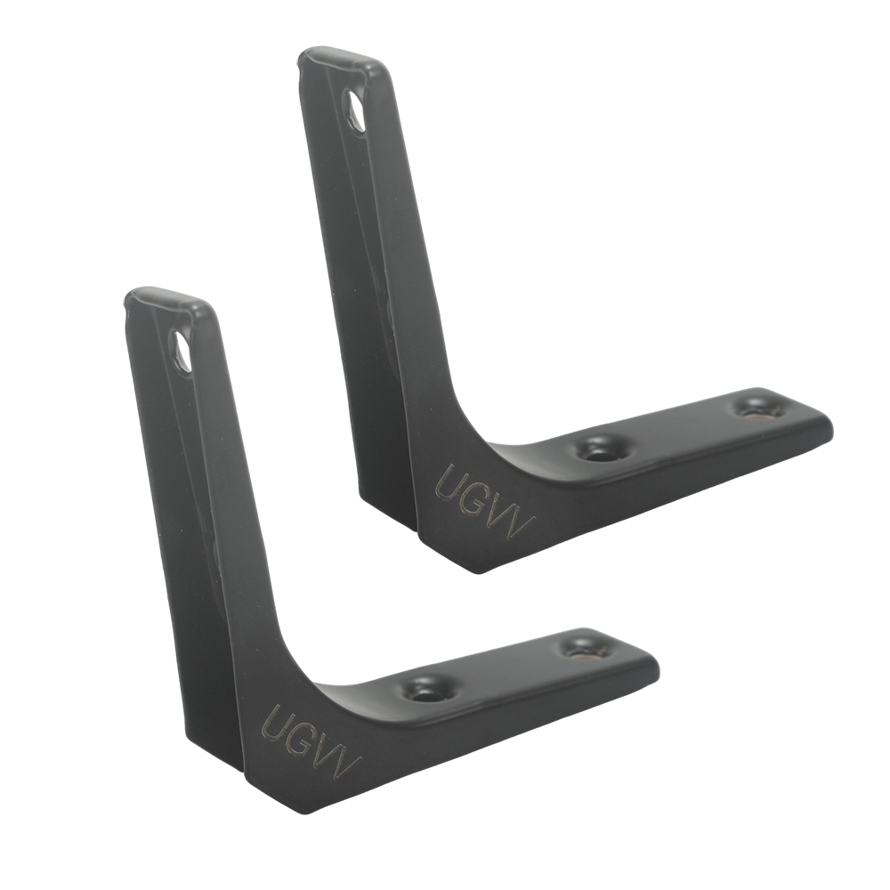 UGVV 3 Inch Heavy Duty Wall Mount Black L Corner Brackets (2-Pack), Fittings of metal for furniture for DIY Shelves, Wood, Shelves, Cabinets