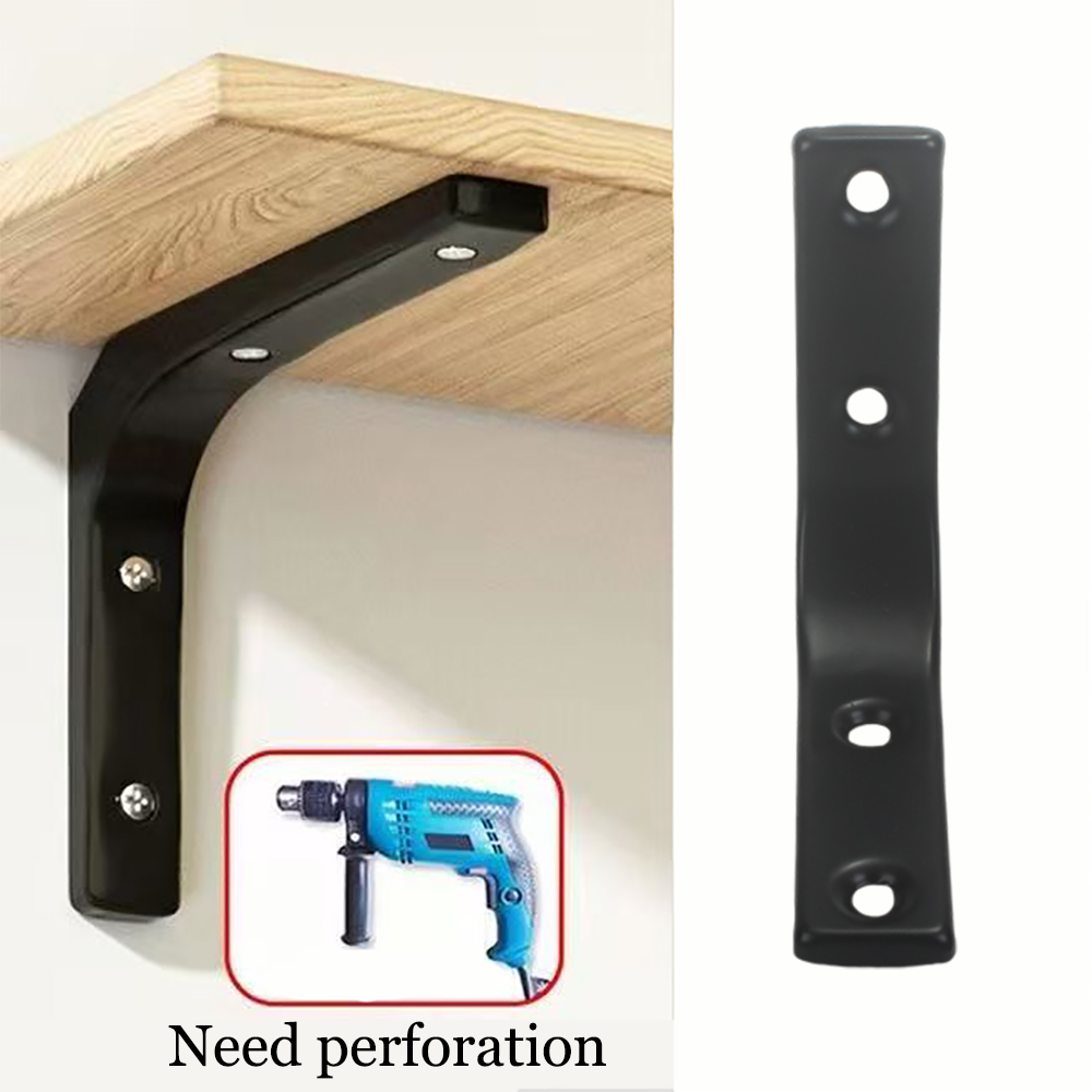UGVV 3 Inch Heavy Duty Wall Mount Black L Corner Brackets (2-Pack), Fittings of metal for furniture for DIY Shelves, Wood, Shelves, Cabinets