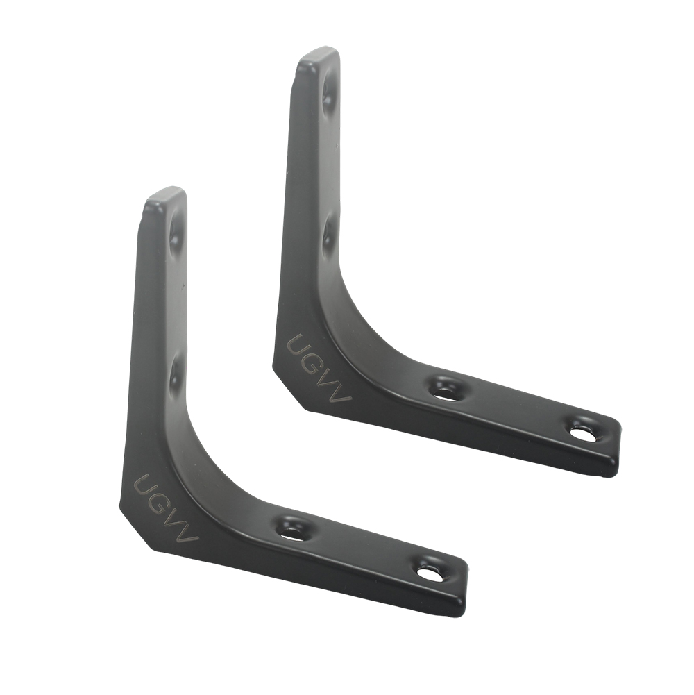 UGVV 3 Inch Heavy Duty Wall Mount Black L Corner Brackets (2-Pack), Fittings of metal for furniture for DIY Shelves, Wood, Shelves, Cabinets