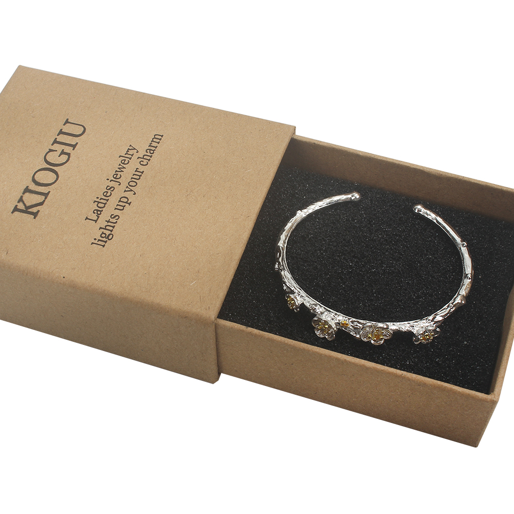 KIOGIU Bangles,S925 Sterling Silver Plum Blossom Branch Bracelet - Vintage-Inspired Open Cuff Bangle for Women, Perfect for Daily Wear, Parties, and Anniversary Gifts