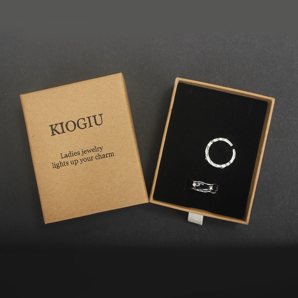 KIOGIU Rings,S925 Sterling Silver Irregular Black Enamel Couple Rings, Crystal Studded Adjustable Rings for Daily Wear, Anniversaries & Valentine's Day