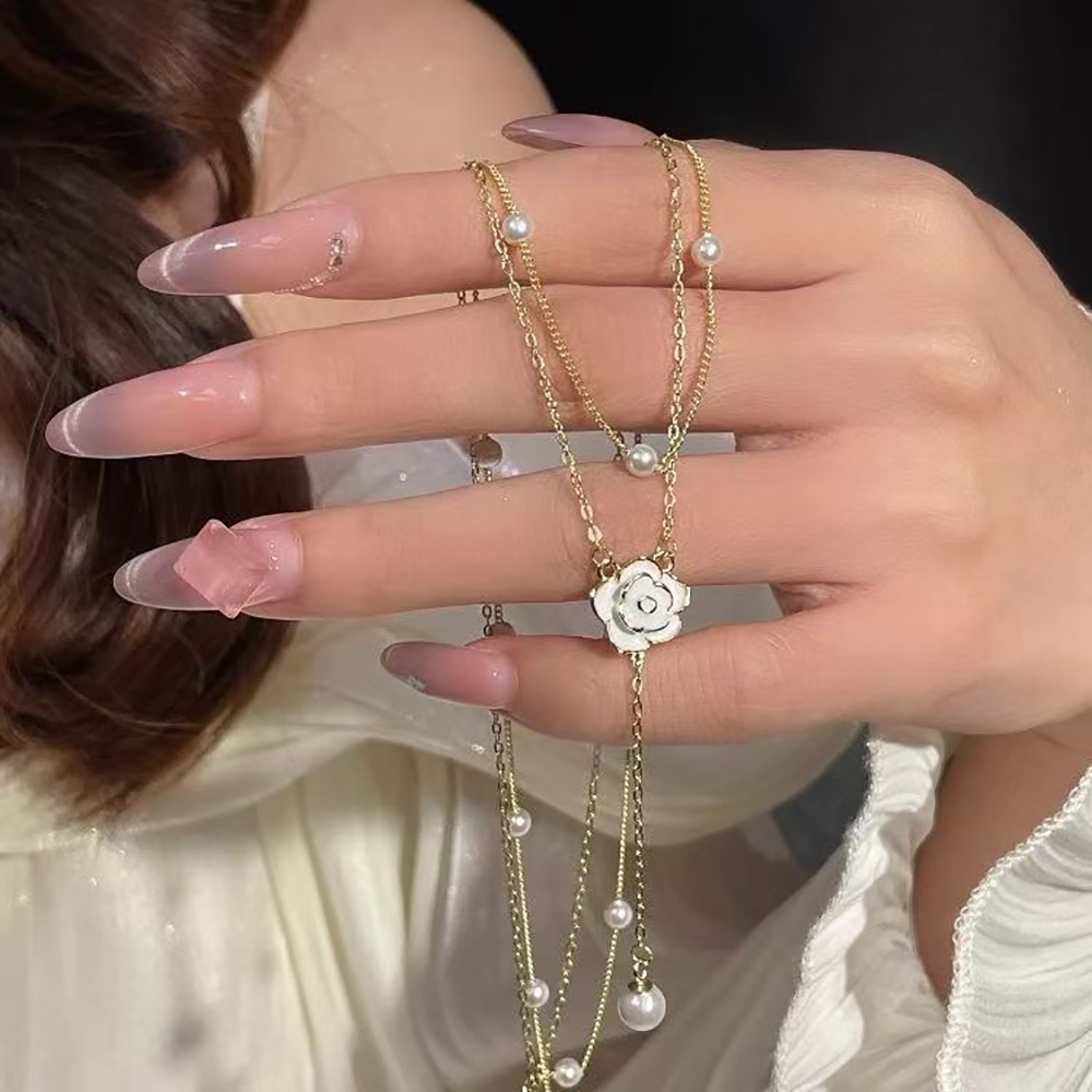 KIOGIU Necklaces,Elegant Camellia Layered Pearl Necklace for Women,Perfect for Weddings,Parties,Anniversary Gifts