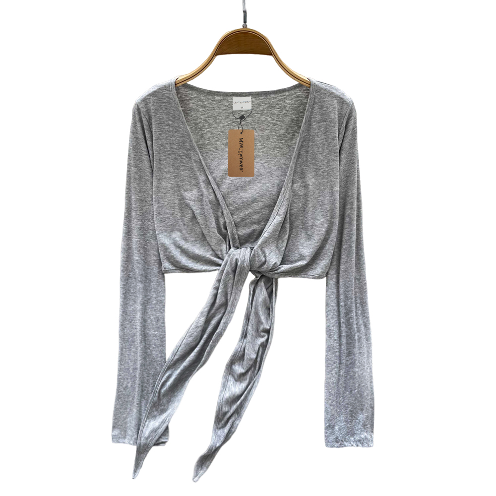 MWUgymwear Sport Shirts,Women's Lightweight Sport shirts - Long Sleeve Tie-Front Cardigan for Yoga, Dance, Fitness & Daily Layering