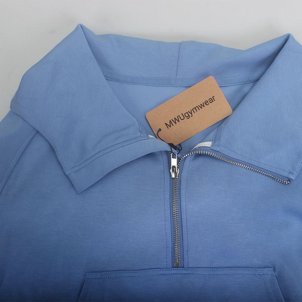 MWUgymwear Hoodies,Women's Hoodie with Half Zipper and Pockets, Slimming Top for Spring and Autumn Styles