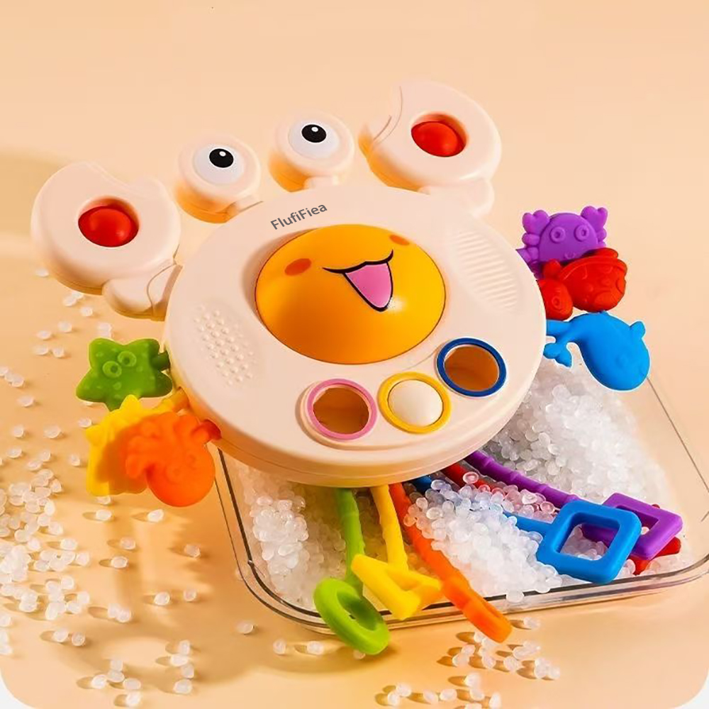 FlufiFiea Infant Toys,Baby Crab Pull-String Sensory Toy for Fun Enhance Motor Skills and Stimulate Play
