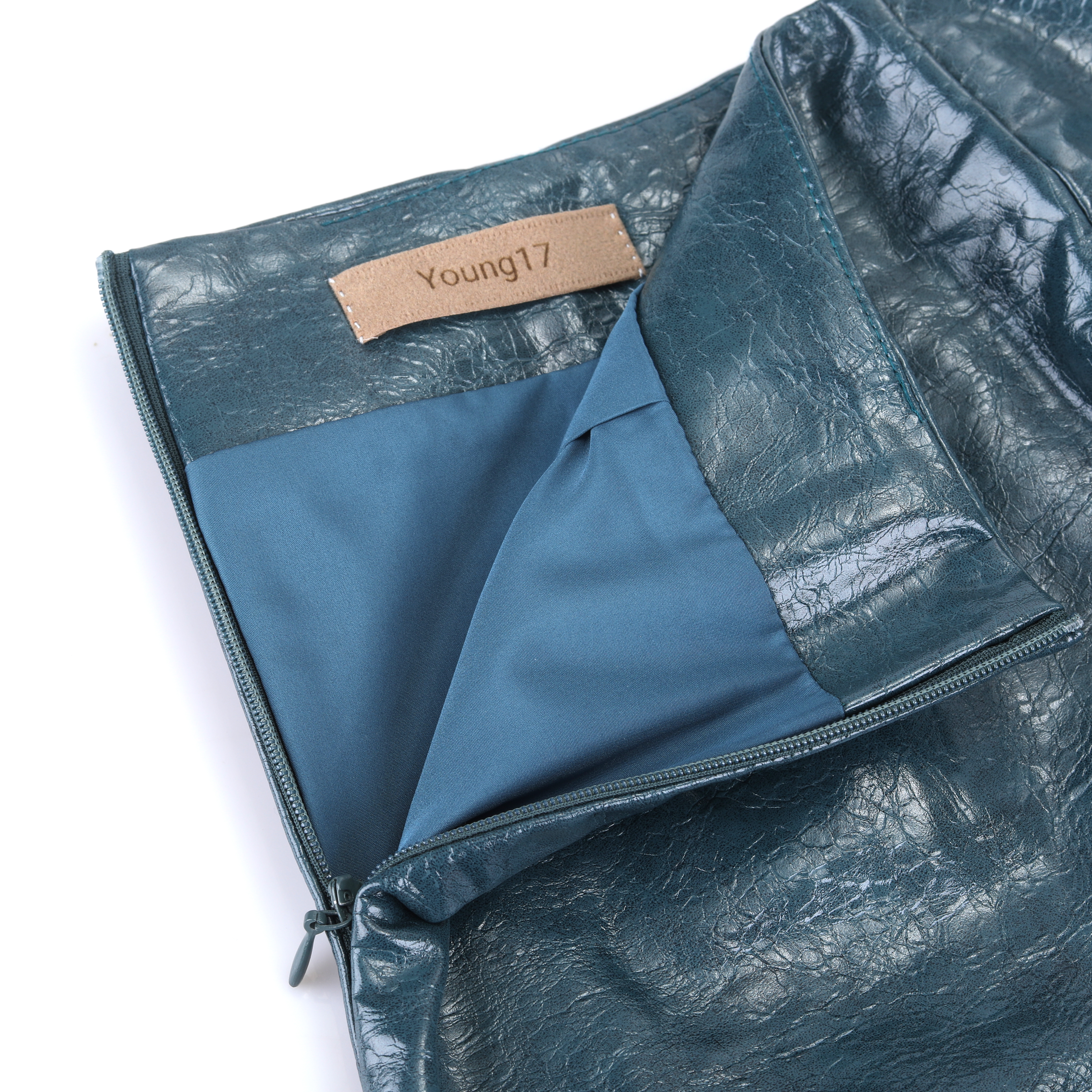 Young17 half skirt A-shaped thin washed leather skirt women's spring and autumn style