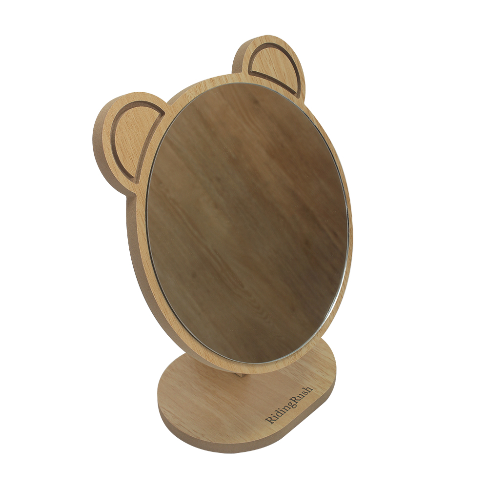 RidingRush Personal Compact Mirrors,Wooden Desktop Makeup Mirror for Household Bedroom,High-Definition Single-Sided Mirror