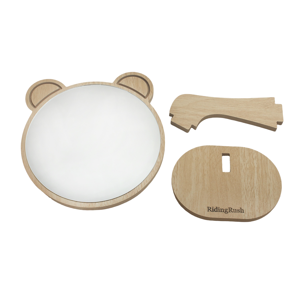 RidingRush Personal Compact Mirrors,Wooden Desktop Makeup Mirror for Household Bedroom,High-Definition Single-Sided Mirror