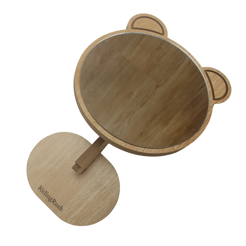 RidingRush Personal Compact Mirrors,Wooden Desktop Makeup Mirror for Household Bedroom,High-Definition Single-Sided Mirror