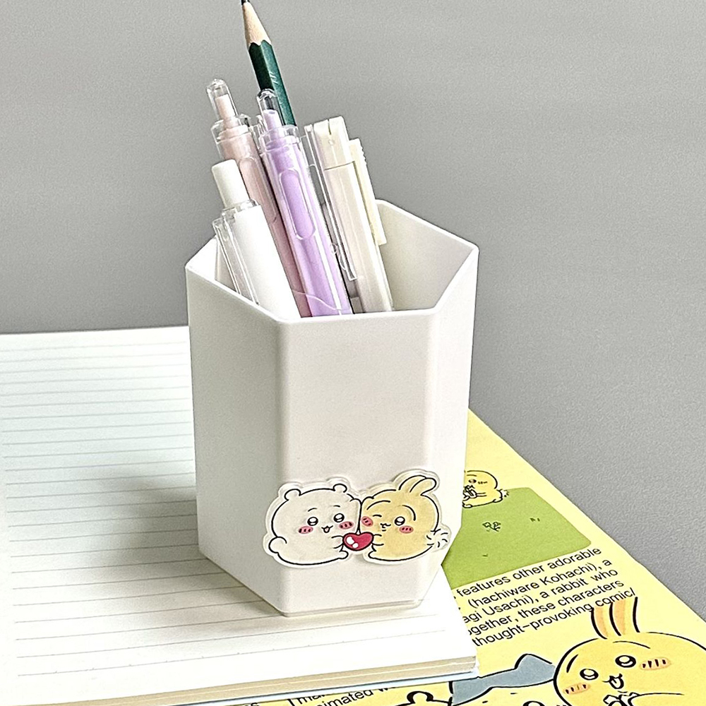 Bubbacare Multi Purpose Plastic Pen Holder, Stylish Hexagon Desk Organizer for Student Desks, Offices, and Makeup Vanities