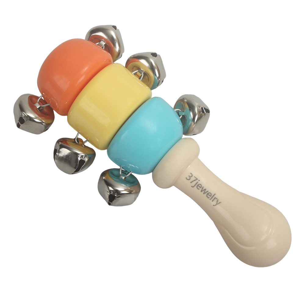 37jewelry Infant Toys,Colorful Plastic Baby Rattle with Bells for Grasping Practice, Parent-Child Bonding,Everyday Play