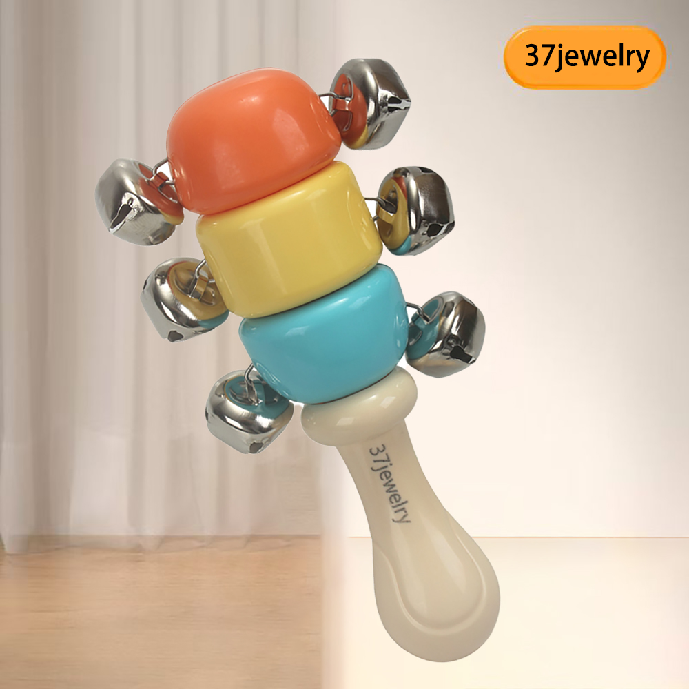 37jewelry Infant Toys,Colorful Plastic Baby Rattle with Bells for Grasping Practice, Parent-Child Bonding,Everyday Play