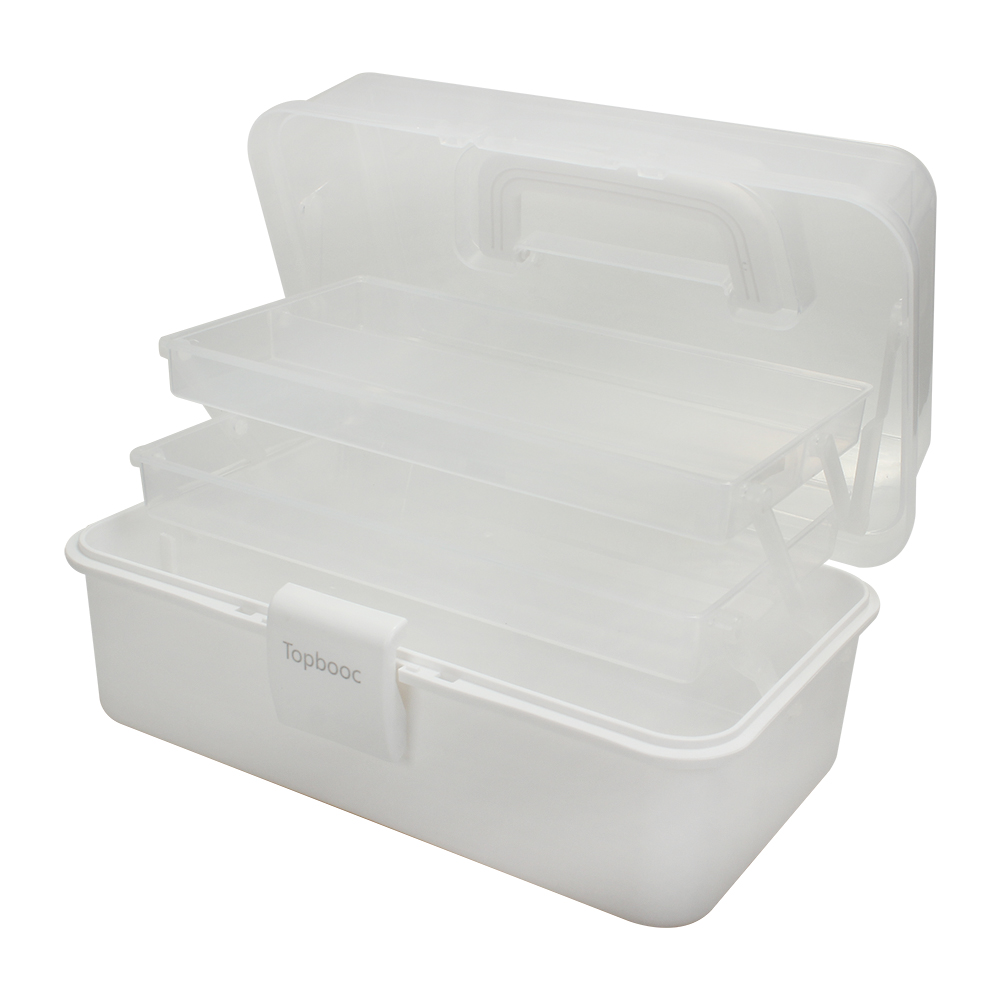 Topbooc 11inch vanity Cases,Portable 3-Tier Folding Makeup Organizer for Cosmetics, Skincare, Nail Art & Jewelry