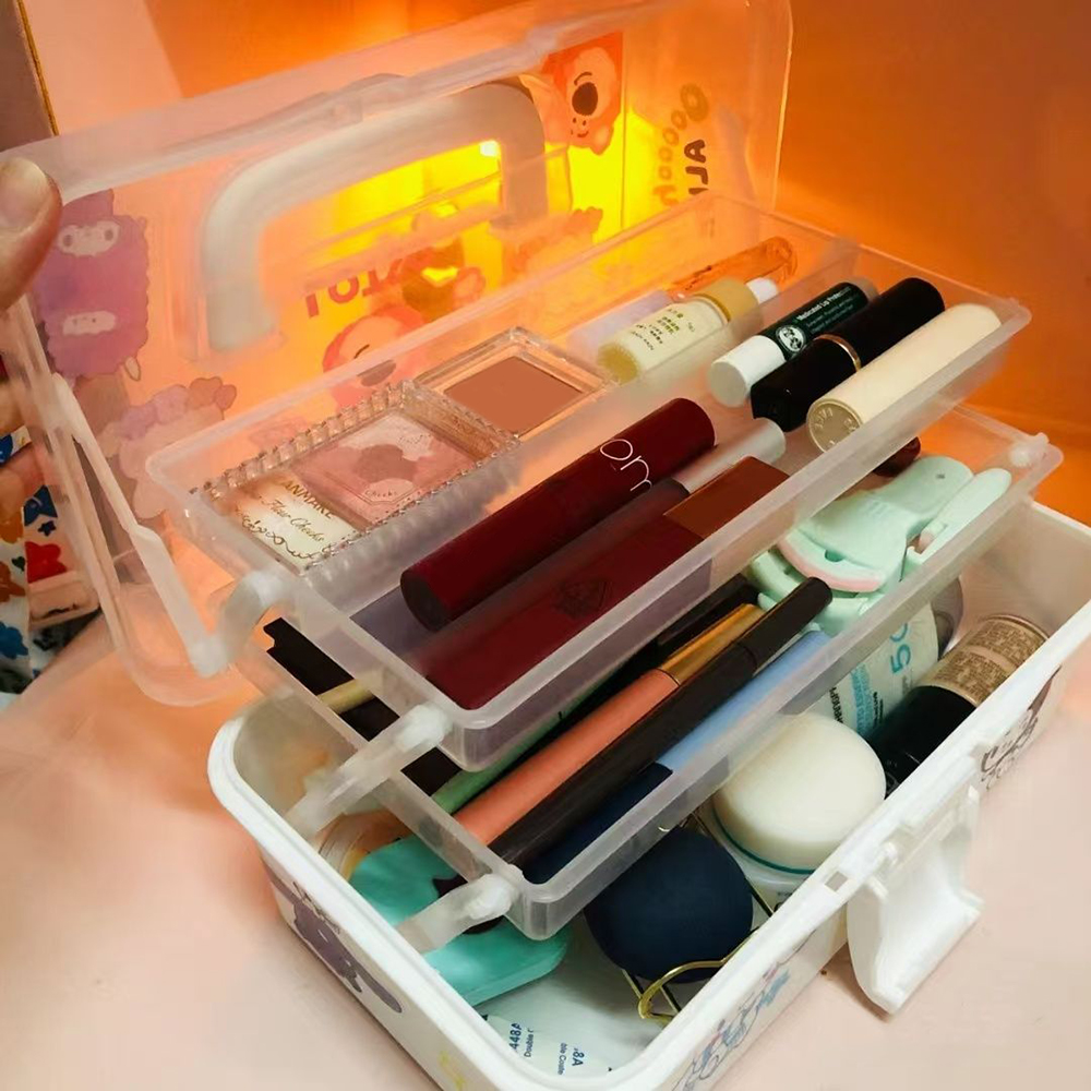 Topbooc 11inch vanity Cases,Portable 3-Tier Folding Makeup Organizer for Cosmetics, Skincare, Nail Art & Jewelry