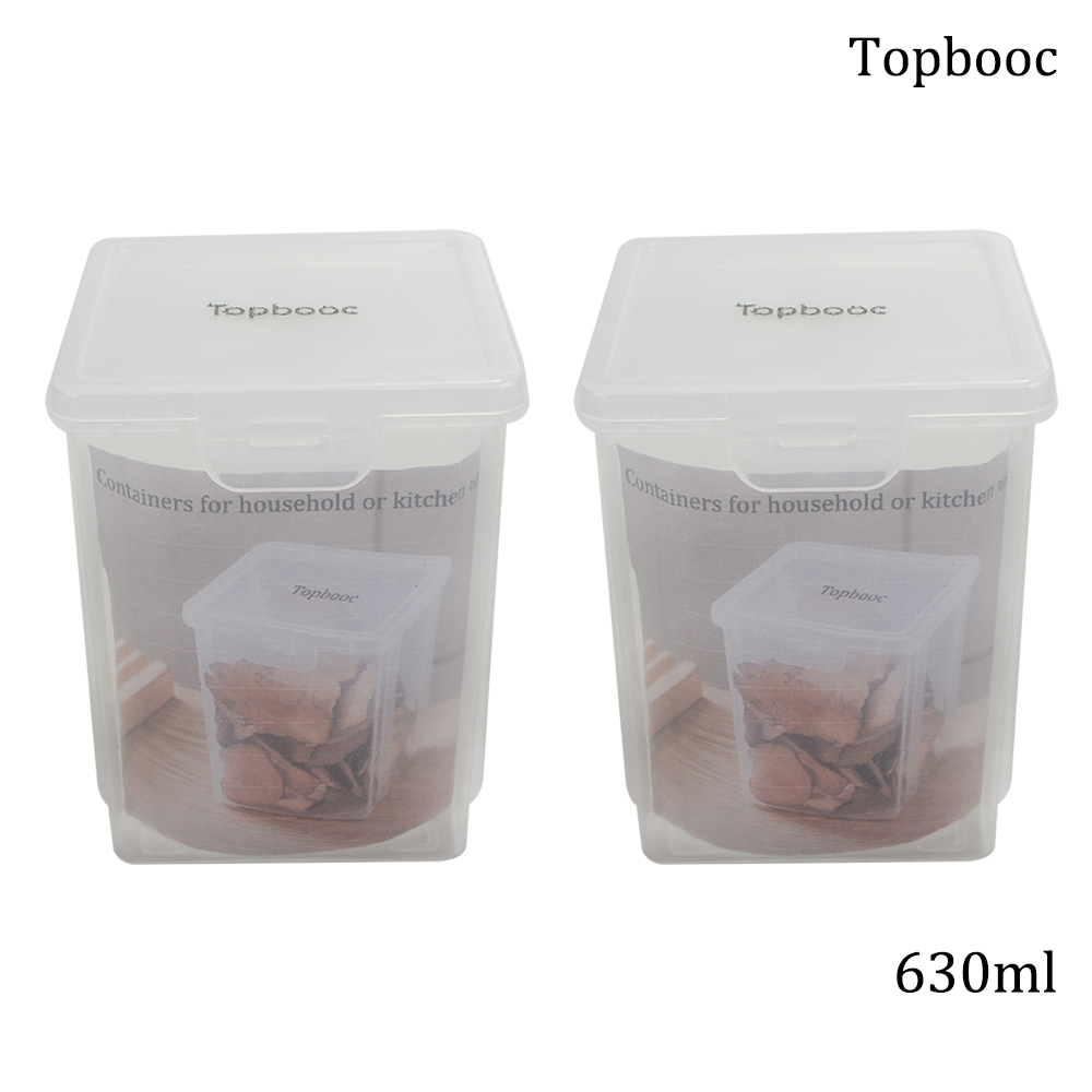 Topbooc 630ml Containers for Household or Kitchen Use,Plastic Airtight Canister for Flour, Sugar, Baking Supplies,Cereal (2-Pack)