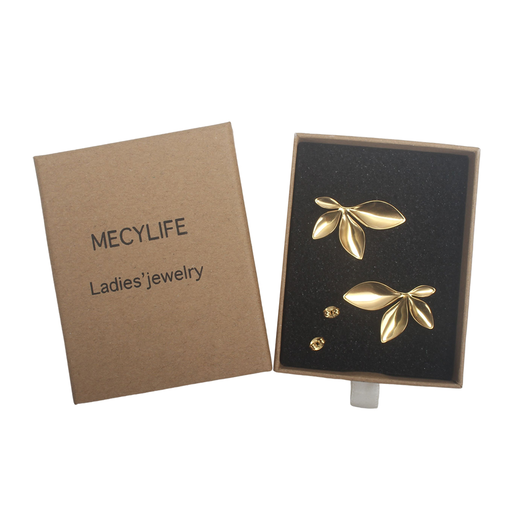 MECYLIFE Earrings,18K Gold Plated Titanium steel Women's Simple Gold Leaf Drop Earrings, Suitable for Weddings, Parties, and Daily Wear